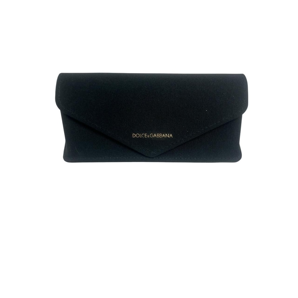 DOLCE&GABBANA Eyewear Case Black Gold Ribbed Luxury Protective Chic